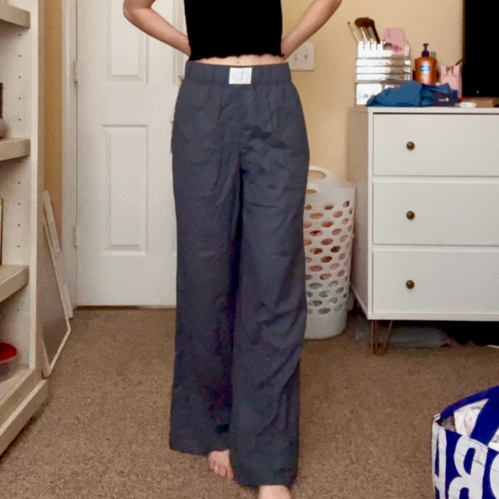 PacSun Gray High-Waisted Wide-Leg Trousers